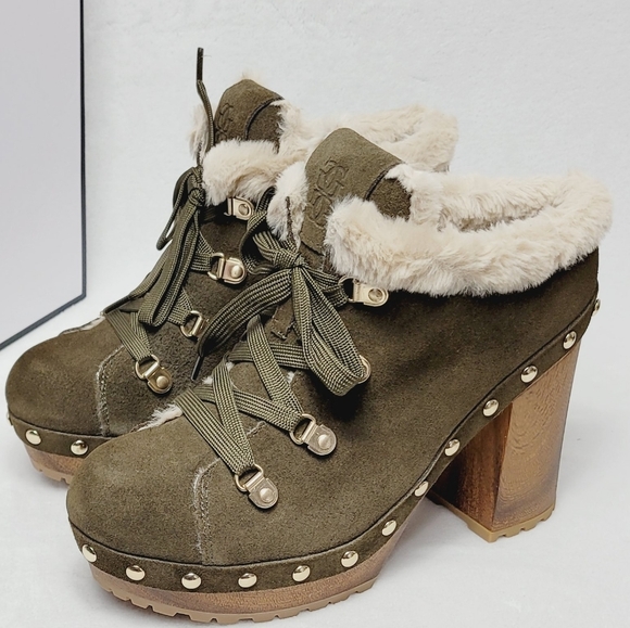 Guess Damery Medium Green  Studded Platform Heels sz 9 - Picture 3 of 12